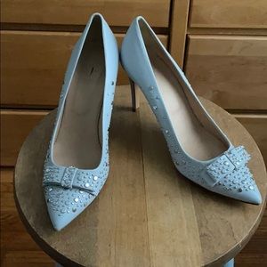 Light blue J. Crew studded pumps